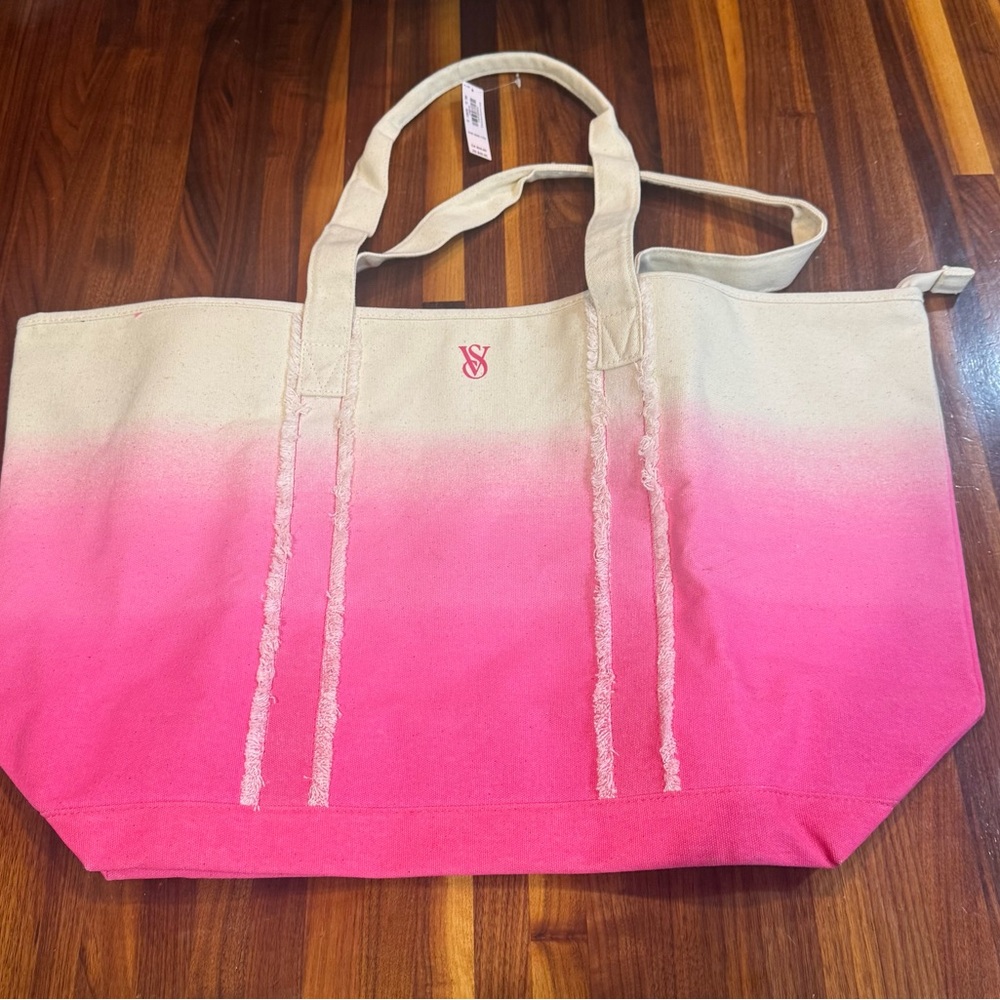 Victoria’s Secret pink and cream ombre tote beach bag
